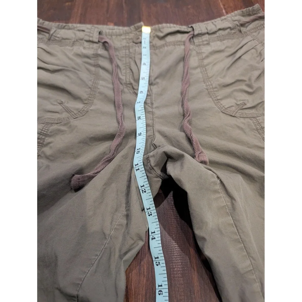 Willi Smith Capri Pants Womens 14 Green Cargo Drawstring‎ Pockets Cropped Y2K - Picture 3 of 8